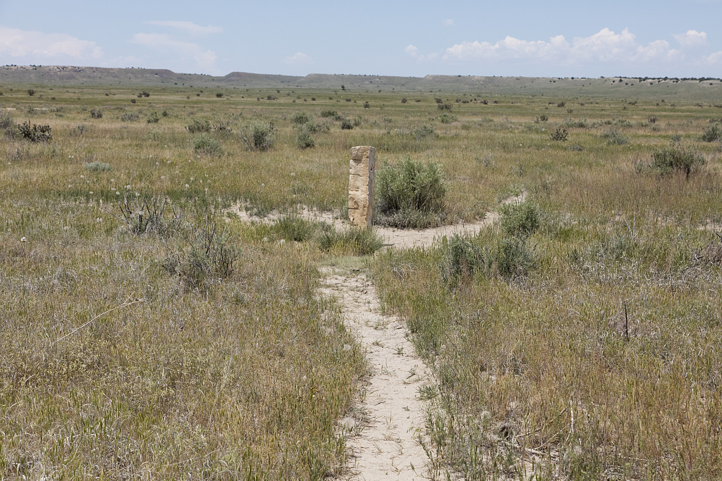 Highsmith, C. M., photographer. (2016) Stone marker of the route of the Santa Fe Trail, an important trade route running between Missouri and what is now New Mexico in two branches. The shorter route led through what was called Indian Territory, and a longer, but safer, "Mountain Route" through this prairie, at a place called Iron Springs in what is now southeastern Colorado Iron Springs was an important watering hole on the often parched prairie. Colorado Otero County United States, 2016. -06-09. [Photograph] Retrieved from the Library of Congress, https://www.loc.gov/item/2017688781/.