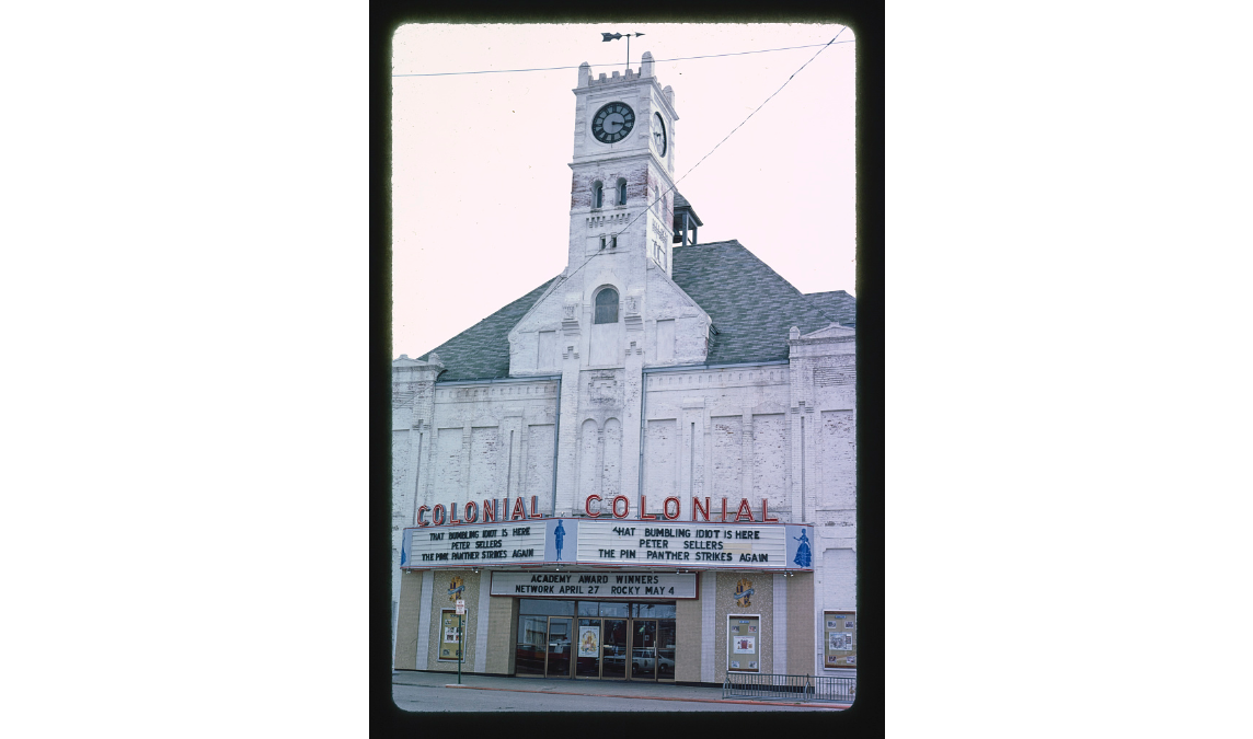 Margolies, J., photographer. (1977) Colonial Theater, 7th Street. Junction City Kansas United States, 1977. [Photograph] Retrieved from the Library of Congress, https://www.loc.gov/item/2017703308/. Originally the Opera House, it opened in 1882 and was ravaged by fire in 1898. Rebuilt, it served as a theater until 1982. Today, the Junction City Opera House Foundation works to restore this historic building to its grand state.