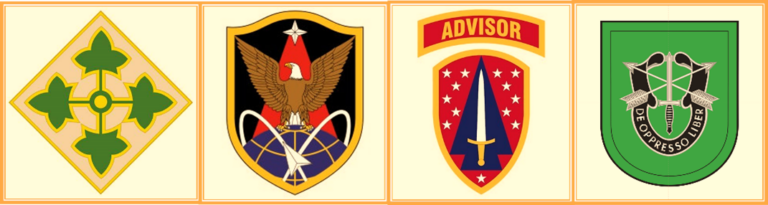 Unit patches from 4ID; LOWMH Colorado Springs Office - The Warrior Law Team - Colorado Military Lawyers and Fort Carson Military Lawyers in Colorado Springs. Fort Carson Court-Martial Defense Lawyer; Fort Carson AAIP Lawyer; Fort Carson GOMOR Lawyer; Fort Carson Separation Board Lawyer; and Fort Carson BOI Lawyer.