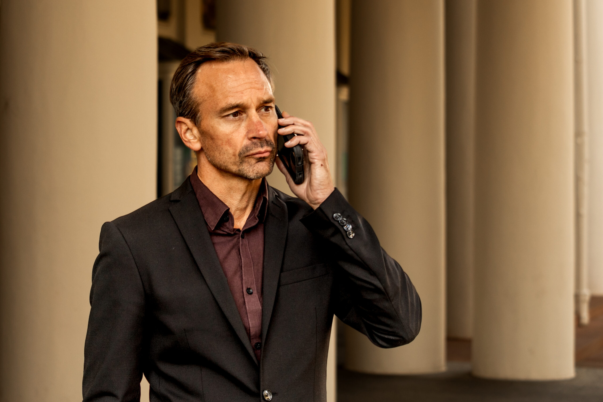 John Caulwell speaking on a mobile phone