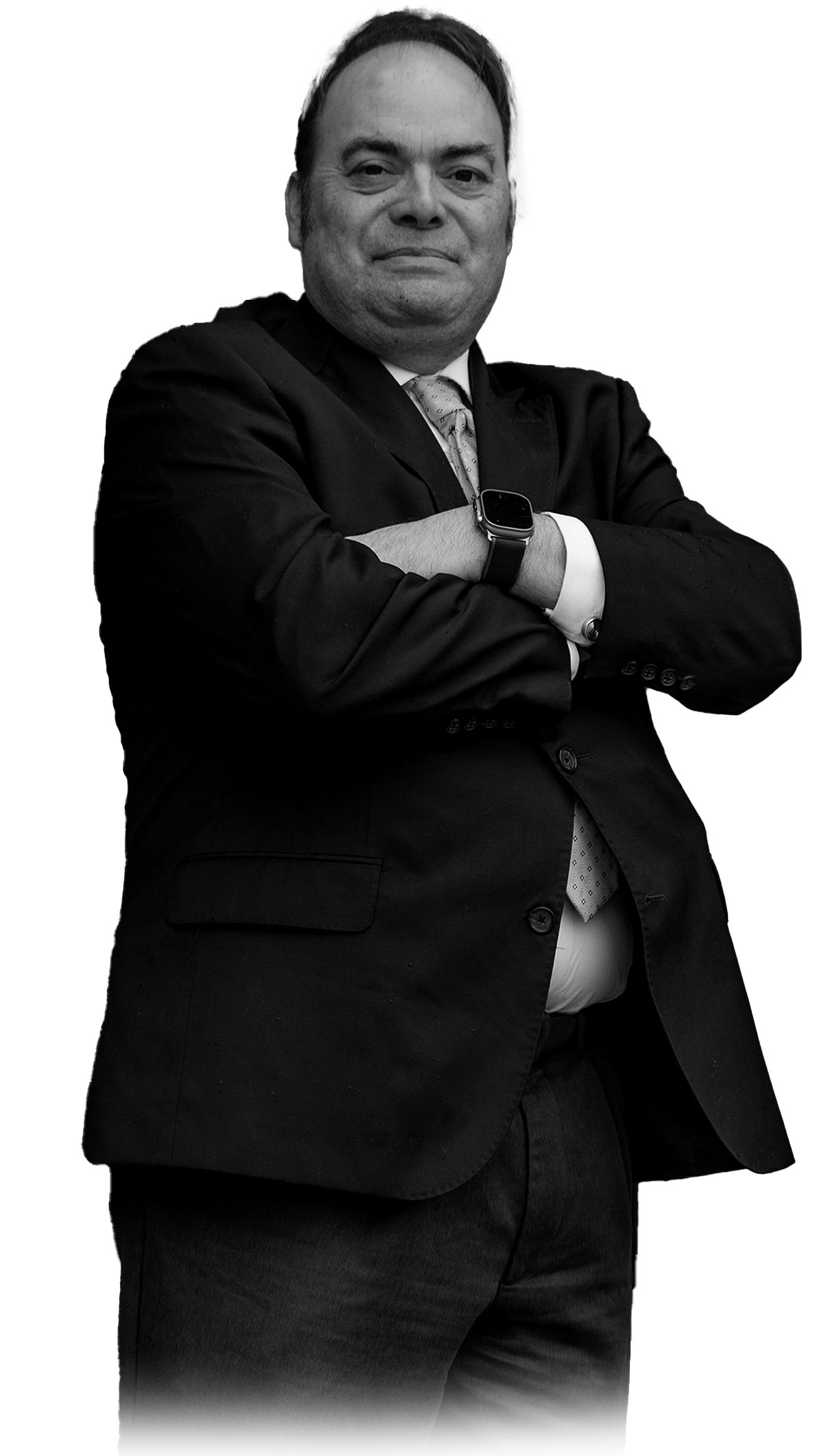 Robert Newark cut out portrait in black and white with faded edges