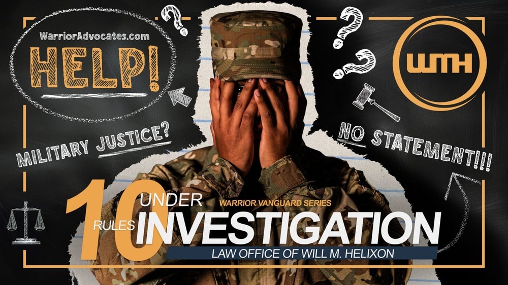 10 Rules Under Military Investigation - Warrior Advocates military justice guide thumbnail with service member and legal symbols