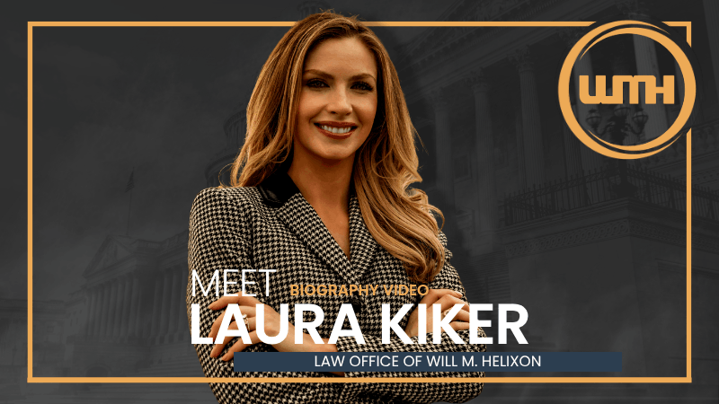 Military lawyer Laura Kiker against a dark US Capitol backdrop with gold framing and the LOWMH logo