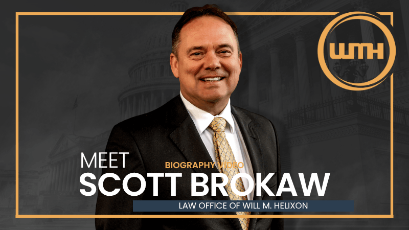 Military lawyer Scott Brokaw against a dark US Capitol backdrop with gold framing and the LOWMH logo