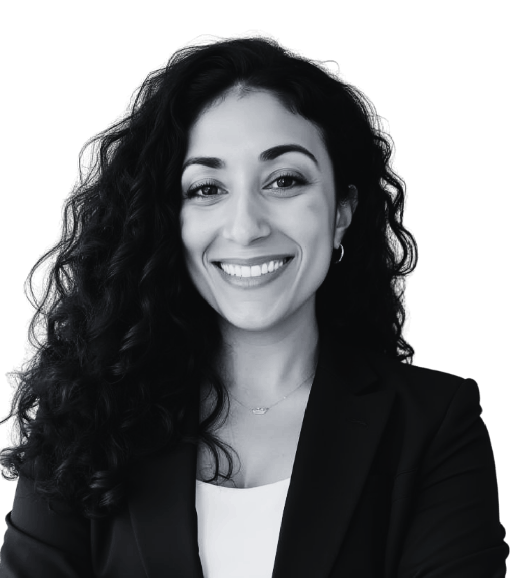 Black-and-white headshot of Linda Aguilera, military lawyer at the Law Office of Will M. Helixon